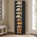 SYNCVIBE Shoe Rack Organizer for Closet Entryway Foldable Sneaker Storage Shoe, Collapsible Shoe Cabinet, Stackable Shoe Storage Cabinet with Lids for Living Room (9 Tiers -18 Pairs Black) - size: 9 Tiers -18 Pairs Black