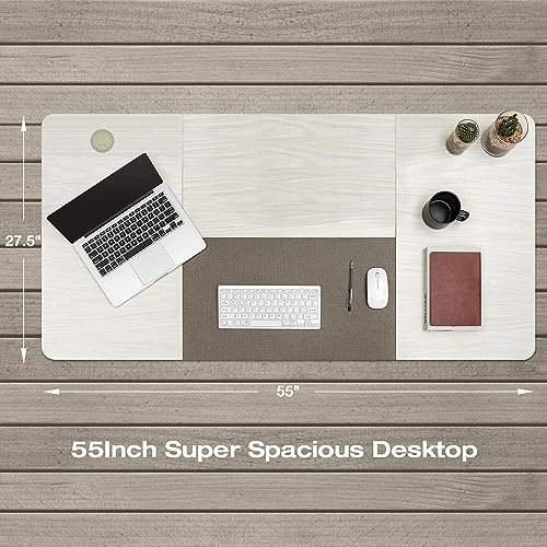 Homall Height Adjustable Electric Standing Desk, 55 x 28 Inches Stand Up Desk, Sit Stand Home Office Desk Computer Workstation with T-Shaped Metal Bracket (White) - color: White, size: 56 Inch