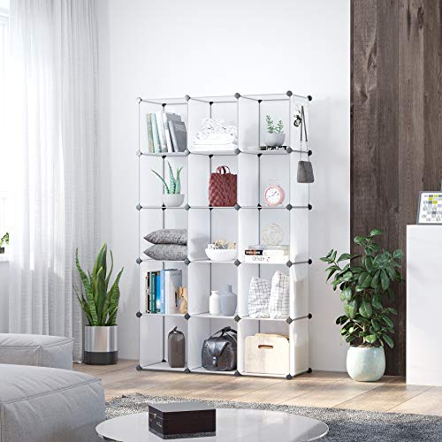 C&AHOME Cube Storage Organizer, 16-Cube Shelves Units, Plastic Storage Cubes, DIY Closet Organizer, Modular Closet Storage Shelves Ideal for Home, 48.4" L × 12.4" W × 48.4" H Transparent SUM3016W - color: Transparent White
