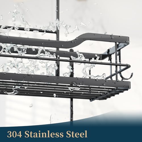 Consumest Over The Door Shower Caddy - 3 Tier Shower Shelves Hanging with Soap Holders, Large Capacity Shower Organizer with 6 Hooks, Bathroom Rack and Storage, Black - color: Black, size: 3 Tier