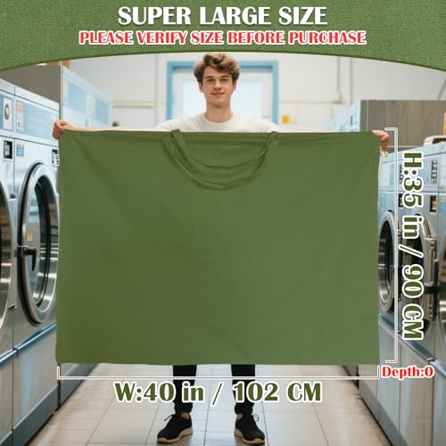 Canvas Laundry Bag 40"W x 35"H, Thick Canvas Laundry Bag with Handles & Drawstring, Extra Large Heavy Duty Washable Storage Sack (XXL,ArmyGreen) - color: Army Green, size: XXL 40"Wx35"H┃1 Pack