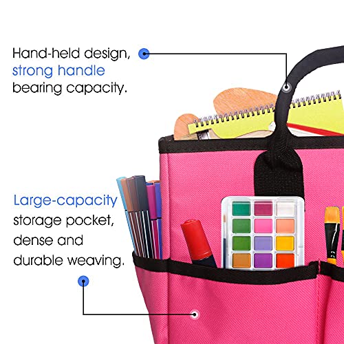 ZKOO Desktop Tote and Stock Organize, Multiple Pockets Teacher Helper Tote Bag Organization for Arts, Books, Stationery and Office Desk Organize, Make-up Case with Handles Craft Organizer (Pink) - color: Pink