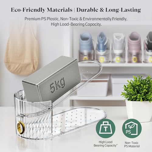 Clear 10 Pack Shoe Slot Organizer, Shoe Stacker Organizer Holders for A Pair of Shoes, Adjustable Thickening Double Layer 50% Shoe Space Saver Rack Storage for Closet (clear, 10 Pack) - size: 10 Pack