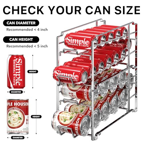Simple Houseware Soda Can Organizer Stackable Rack Dispenser for Pantry/Refrigerator, Chrome, 4 Pack - color: Chrome