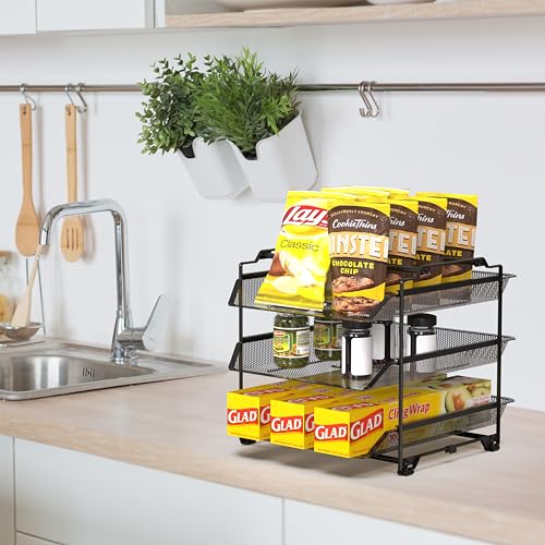 Deco Brothers Stackable Sliding Letter Tray Paper Organizer, 3 Tier, Black