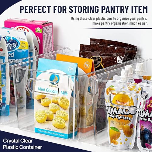 Clear Plastic Storage Bins, Pantry Organizers and Storage Containers Fridge Organizer Bins for Organizing Kitchen Cabinet Organizer Bin Bathroom Freezer Refrigerator Organization - size: 10 x 6 x 5.1