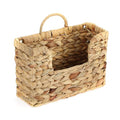 BTSKY Woven Hanging Magazine Holder, Water Hyacinth Magazine Basket, Wall Mounted Storage Basket for Books & Files, Wall File Organizer Magazine Rack with Handle for Home & Office - 11.8x4.3x7.9 Inch