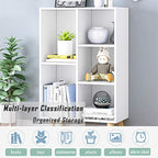 IOTXY Wooden Open Shelf Bookcase - 3-Tier Floor Standing Display Cabinet Rack with Legs, 5 Cubes Bookshelf, Warm White - color: Warm White, size: 50CM