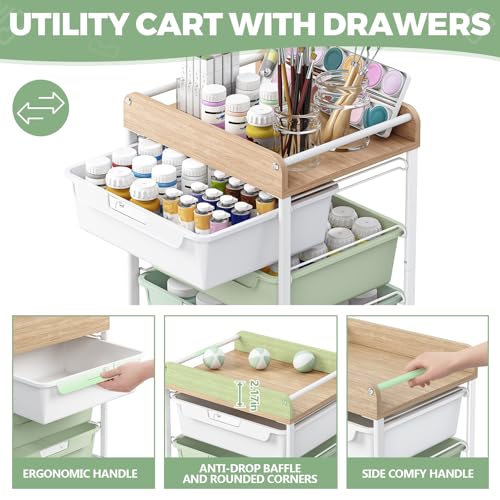 APEXCHASER Utility Cart with 5 Drawers,Rolling Storage Cart for Crafters Artists Kids Teacher Student Storage Arts Crafts & Sewing Study Supplies in Craft Room Dorm Classroom Kids Room-Green - color: Green, size: 5-Drawers
