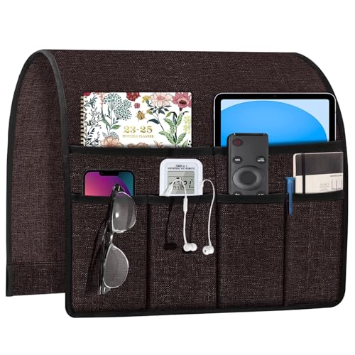 Joywell Armrest Organizer Remote Holder for Recliner Armchair Caddy Couch Sofa Arm Chair Caddie with 6 Pocket Storage for Magazine, Phone, iPad, Purple - color: Purple, size: 19'' x 35''