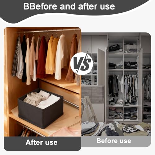 1 Pcs Drawer Organizer Storage Box for Underwear Socks Closet Divider for Wardrobe Dresser Vanity Space Saving Use(Black) - color: Black, size: Small