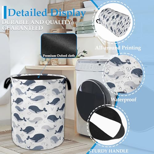 Cartoon Whale Laundry Basket Collapsible Laundry Hamper with Handle, Oxford Clothes Toy Storage Bin for Bathroom Bedroom Room Decor, Gift Basket 16" X 20.8" - color: Cartoon Whale