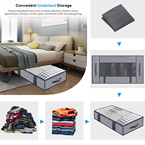 Onlyeasy Foldable Underbed Bags 2 Pack - Blankets Clothes Comforters Storage Bag Breathable Zippered Organizer for Bedroom with Clear Window and 4 Handles, 39.4x19.7x5.9 in, Linen-like Grey, MXDUBBP2 - color: Basic Soft Side Wall - Linen Like Grey