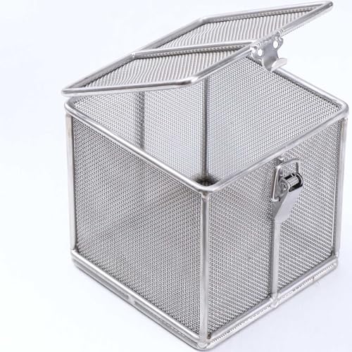 Carligo Multi-Purpose Stainless Steel Mini Organizer Storage Box with Lock - Versatile Basket for Jewelry, Tools, and Small Items (3.6 x 3.6 x 3.6 inches) - size: 4" x 4" x 4"