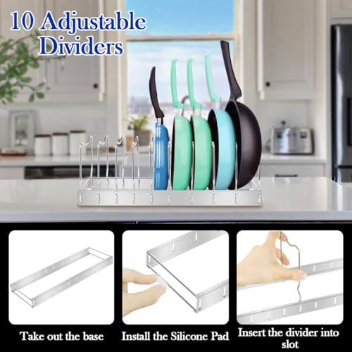 2Pack Lid Organizer Pot Lid Organizer Detachable and Adjustable Pots and Pans Organizer for Kitchen Cabinet Storage for Pots and Pans, Cutting Boards, Cooking Utensils - size: 2 Pack