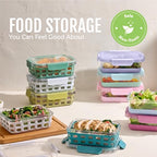 Ello Duraglass 3.4 Cup Meal Prep Sets 10Pc, 5 Pack Set- Glass Food Storage Container with Silicone Sleeve and Airtight BPA-Free Plastic Lids, Dishwasher, Microwave, and Freezer Safe, Fruit Salad - color: Fruit Salad, size: 3.4 Cup
