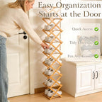 Foldable Shoe Rack, Tier No-Assembly Bamboo Rack, 2026 New Portable Bamboo Corner Shoe Rack, Multifunctional Narrow Shoe Shelf for Entryway, Closet, Corner, Bedroom (5 Layers)