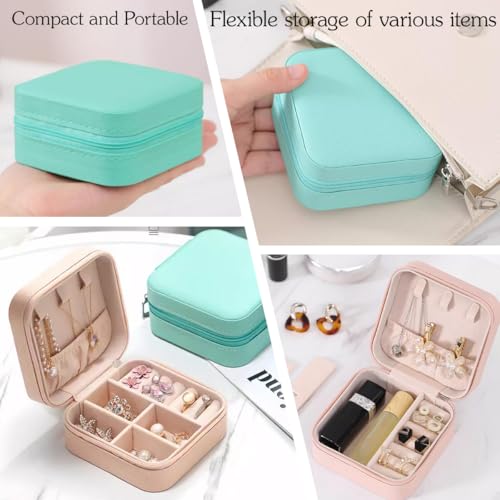 Mini Jewelry Box with Mirror, Portable Travel Jewelry Case Organizer with Multiple Compartments and Soft Velvet Lining, Compact Storage Solution for Earrings Necklaces and Rings(Orange)