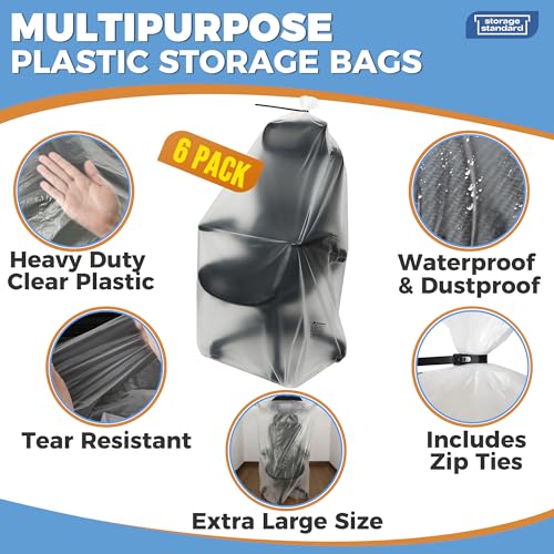 Storage Standard Large Clear Plastic Bags for Storage 6-Pack - Waterproof Extra Large Plastic Bags with Zip Ties, Heavy-Duty Cover for Rugs, Patio Cushions, Décor & Oversized Items - 45 x 65 Inches - size: 45'' x 65’'