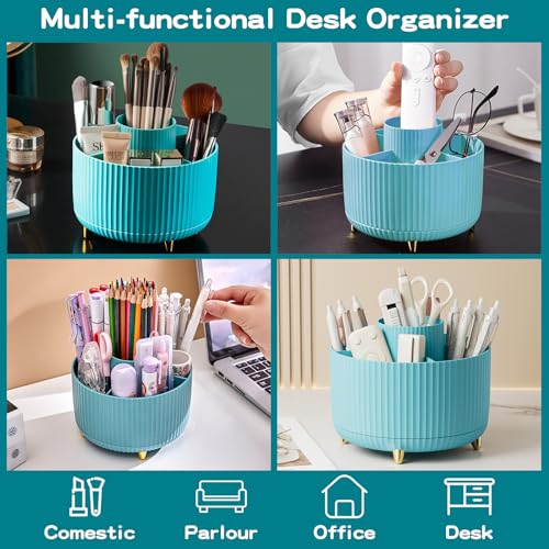 fanado 360° Rotate Makeup Brush Holder Organizer, Makeup Organizers Countertop, Makeup organization and Skincare Storage with Gift Box Packing for Vanity, Desktop, Bathroom (Blue) - color: Blue