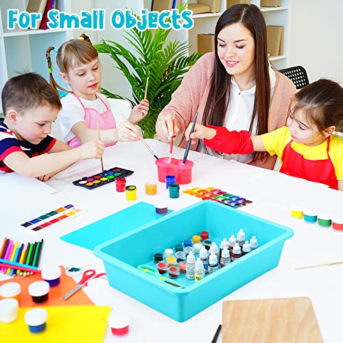 Kigley 6 Pcs Flat Storage Organizer Tray Bin Letter Size Paper Tray for Classroom Art Activity Plastic Stackable File Paper Organizer for Teacher Students School Office Book Organization
