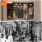 ROOMTEC Modular Closet System, 55" Wall-Mounted Closet Organizer with Hanging Rods, Wooden Tower for Walk-In Closets, Wardrobe Storage Kit, Black - size: 55" Wide, style: Model 2