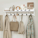 AMBIRD 35 inch Coat Rack Wall Mount, Extra Long Coat Hooks Wall Mount, Entryway Shelf with 7 Dual Coat Hooks 4 Key Hooks Mail Organizer, Wooden Wall Coat Rack with Hooks, Key Holder Rack (White) - color: White, size: 35" L