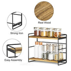 SRIWATANA 2 Pack Bathroom Counter Organizer, 2 Tier Countertop Organizers, Kitchen Counter Shelf Spice Rack Countertop Storage Wood Shelf - Carbonized Black