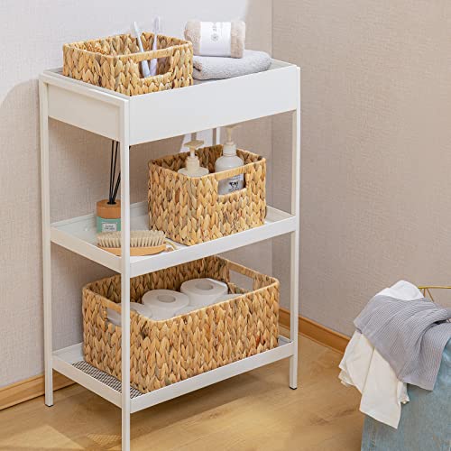 ELONG HOME Wicker Storage Basket, 3 Pack Hand-Knitted Wicker Baskets, Water Hyacinth Storage Baskets with Built-in Handles - color: Hyacinth 3
