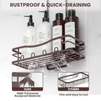 REINHARDT Shower Caddy Hanging, Rustproof Shower Caddy Anti-Swing Shower Organizer No Drilling Showers Racks with Soap Holder Multi Hooks Bathroom Storage for Shampoo Sponge, Bronze - color: Bronze