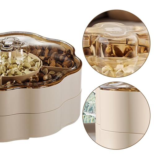 Candy Box Dry Fruit Container With Lid For Living Room 5 Compartments Snacks Organiser For Household Use - color: 1-tier, size: Red