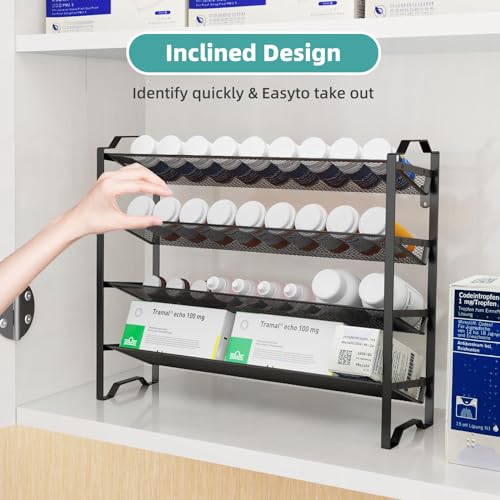 Simple Trending 2 Pack 4 Tier Spice Rack Organizer,Stackable Kitchen Counter Shelves,for Cabinet,Countertop,Pantry, Door or Wall Mount, Metal Mesh,Jars not Included, Black