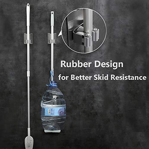 HANZE Stainless Steel Mop Broom Holder Organizer, Self Adhesive Wall Mounted Mop Organizer Storage Rack Clip for Kitchen Bathroom and Garage (Model 2 (2 Pakck)) - color: Model 2 (2 Pakck)