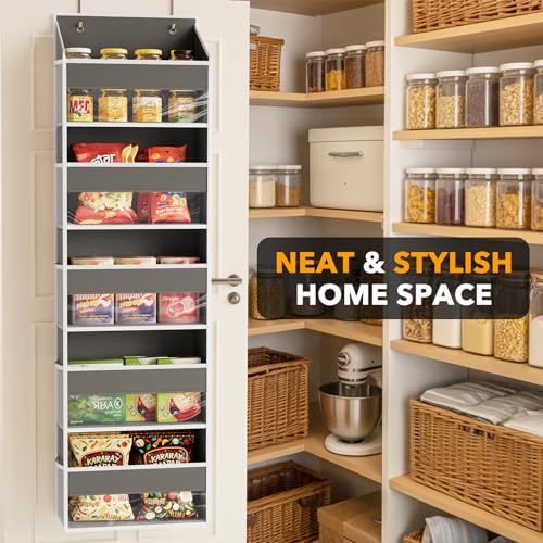 SpaceAid 2 Pack Over The Door Organizer with 5 Large Pockets and 10 Mesh Side Pockets, 5 Layers Door Organizer Hanging with Clear Window for Bedroom, Bathroom, Pantry and Nursery, Gray - color: Gray, size: 2 Pack
