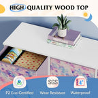 WLIVE 7 Drawer Dresser TV Stand, Entertainment Center, Media Console Table with Wood Top for TV up to 45 inch, Chest of Drawers for Bedroom, Living Room, Tie-dye Print (Pink, Purple, Blue) - color: Tie-dye Purple Print