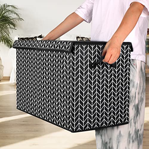 Mayniu Large Toy Box Chest with Lid, Kids Toy Storage Organizer Bins Basket for Living Room, Nursery, Closet, Bedroom, Playroom 25"x13" x16" (Black) - color: Large Black