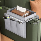 Sofa Armrest Organizer,TV Remote Holder Sofa Organizer with Top Tray for Couch Recliner Home Accessories Bedside Storage Pockets Bag (Grey)