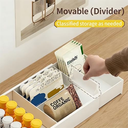 Yingze Supply Expandable Kitchen Drawer Organizer, Telescoping Cutlery Tray, White Adjustable Storage Box with Multiple Compartments for Utensils, Silverware, and Kitchen Tools