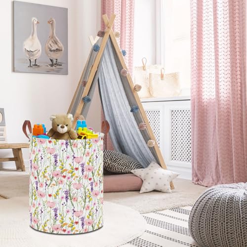 19.7" Laundry Basket,Dirty Clothes Hamper,Waterproof Storage Bin,Room Decor,Gift Baskets,Nursery Hamper(Flowering Shrubs) - color: Flowering Shrubs