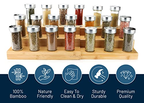RoyalHouse Bamboo Expandable Spice Rack Organizer, 3-Tier Adjustable Kitchen Cabinet, Countertop Display Shelf, Space Organizer for Kitchen and Bathroom - color: Bamboo Spice Rack Pack of 1