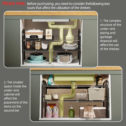 NETEL Under Sink Organizers and Storage, 2 Tier Expandable Under Cabinet Organizer Shelf with 8 Removable Panels,Expandable Shelf for Cupboard,Kitchen,Bathroom,Shoe Storage Rack - size: 8 Panels