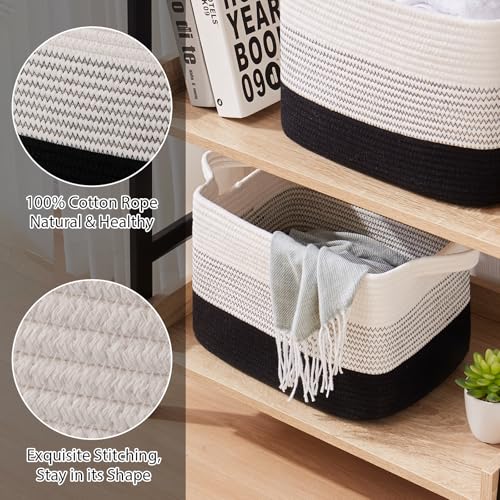 OIASKET Storage Baskets for Organizing, Woven Baskets for Shelves, Rectangle Decorative Organizer for Storage Clothes, Toy, Books, Towels Nursery Bins 3 Pack (Gradient Black, 13"x9.85"x8.7") - color: Gradient Black, size: 13"x9.85"x8.7"