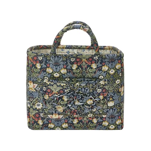 Quilted Fabric Storage Baskets with Handles, Boho Floral Gift Basket Foldable Organizer Bin for Home Decor, Picnic, Travel 12''x10''x10'' (Blue) - color: Blue