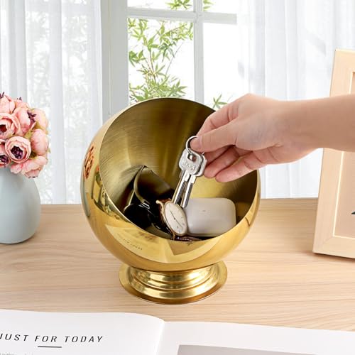 Golden Key Bowl for Entryway Table Decorative Storage Dish Catch All Bowl for Fruit Coffee Pod Holder Centerpiece for Kitchen Home Decor