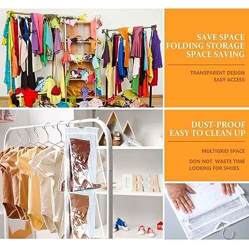 Windyun Sets 16 Large Clear Pockets Fabric Dual Sided Hanging Shoe Rack for Closets Hanging Shoe Organizer with Rotating Hanger Boot Organizer for Storage Men's and Woman's Boots(White) - color: White