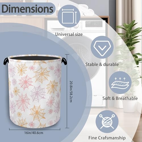 Colorful Spider Web Laundry Basket,Halloween Foldable with Handles Tote Bag Oxford Cloth for Bathroom Bedroom Dirty Clothes Storage Bucket 16" x 20.8" - color: Colorful Spider Web Halloween