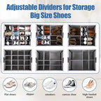 HOUSE AGAIN Shoe Organizer for Closet, Foldable Shoe Storage Organizer Box with Wheels and Adjustable Dividers, Sturdy Metal Frame Fits up to 16-32 Pairs, Large Shoes Storage with Clear Cover - size: 1 Pack