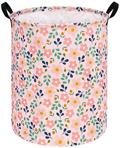 MAIZMZ Girls Storage Basket,Room Decor Laundry Hamper,Waterproof Clothes Organizer for Women Toy Box Large Canvas Collapsible Chest for Home/Dorm/Kitchen/Pet/Office/Closet/Shelf/Gifts - color: flower