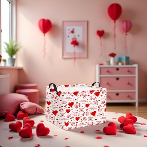 HIYAGON Rectangular Valentines Basket Fabric Storage Bin Storage Boxes Collapsible Storage Basket for Clothes Books Shelves Basket(Envelope Rose) - color: Envelope Rose
