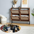 Shoe Cabinet, Shoe Storage Cabinet with 4 Flip Drawers, Freestanding Shoe Organizer Shoe Rack for Entryway, Hallway, Living Room (Walnut - 4 Tiers) - color: Walnut - 4 Tiers